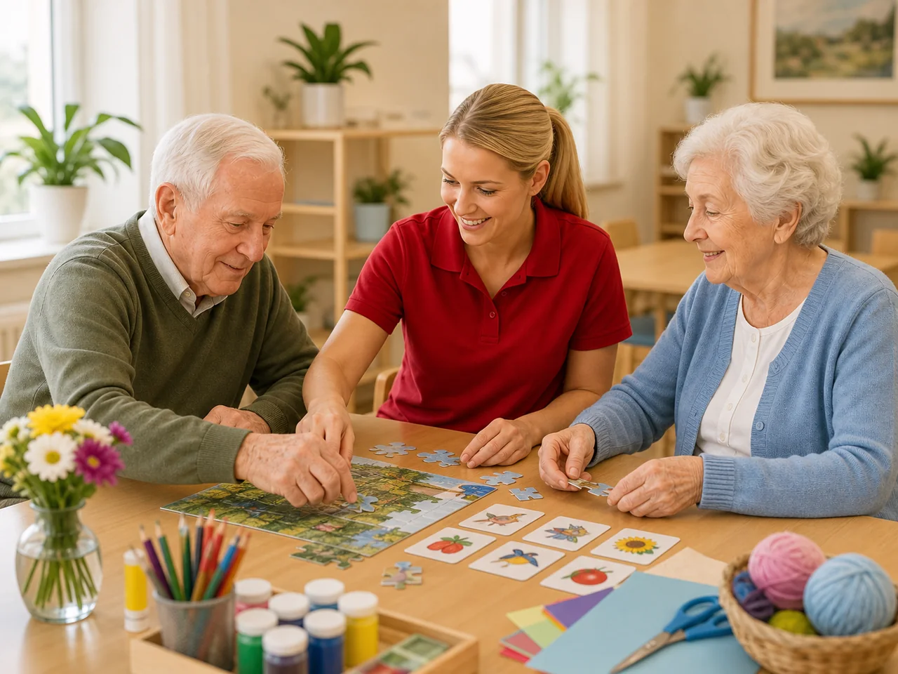 Seniorinnen und Senioren bei einer Beschäftigungsaktivität