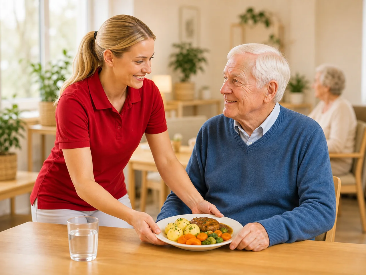Gemeinsames Mittagessen in ruhiger Tischgemeinschaft